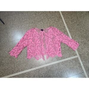 Colour Works Barbie Pink Paisley Whimsical Crochet Top M Hippie Boho Coquette